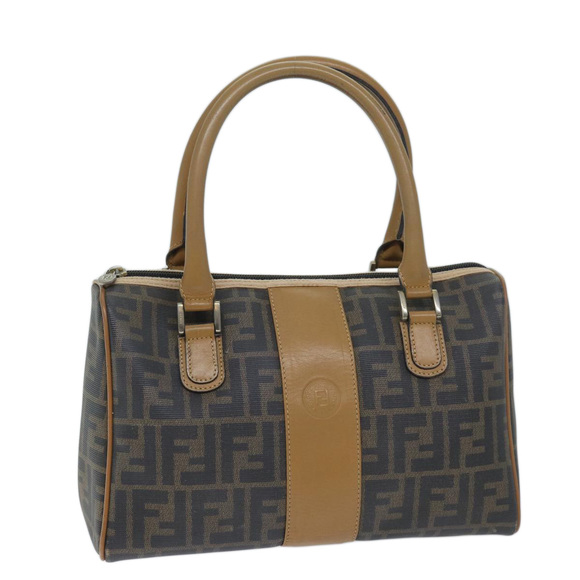 Fendi Handbags - FENDI Zucca Canvas Boston Bag Brown Black Auth yk11516